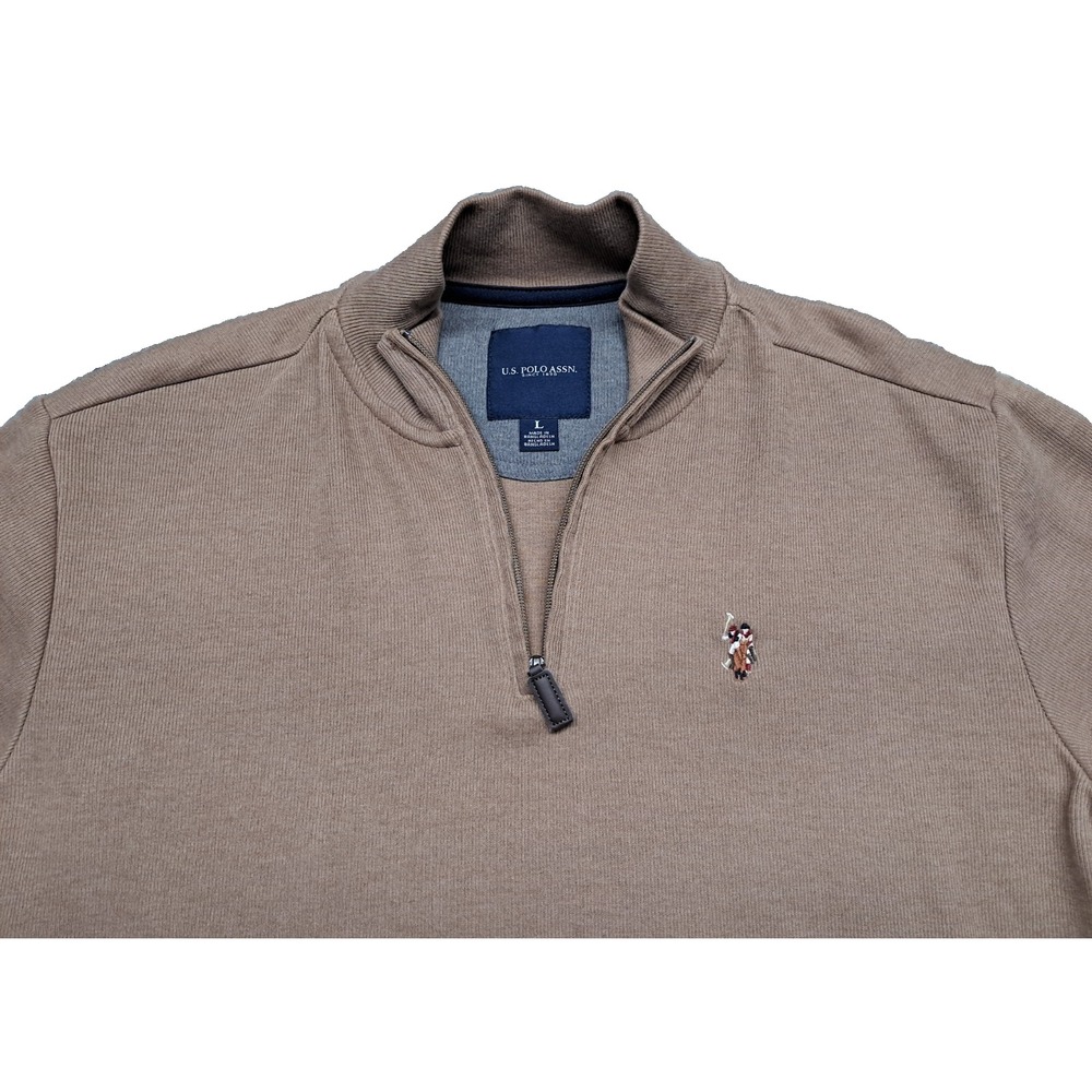 US Polo Assn Pullover Men's Sz Large 1/4 Zip Sweater Top Shirt Long Sleeve Pony